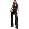 Cross-border European and American elegant high-end sleeveless suit collar vest top, new export women's high-waisted pants set