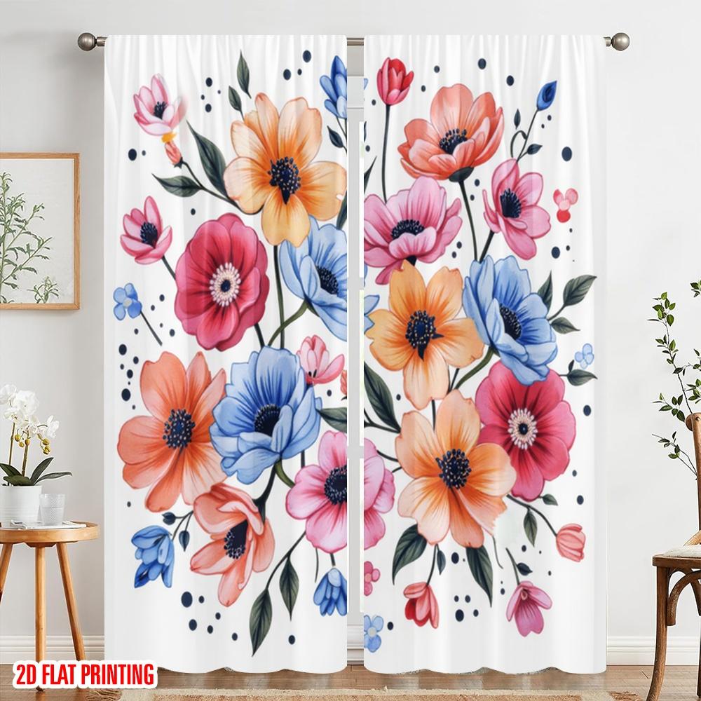2pcs,2D plane printing Contemporary Curtains Floral Symphony Versatile 100% Polyester (without rod) Room Decor for Bedroom