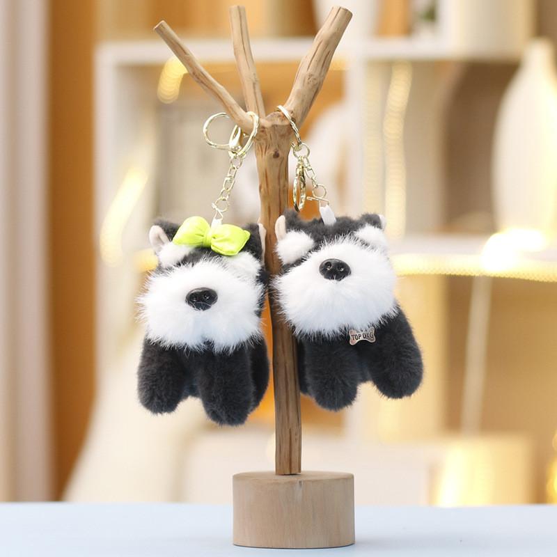 Schnauzer Cute Stuffed Animal Doll Keyring Pendant For Backpack And Car Decor