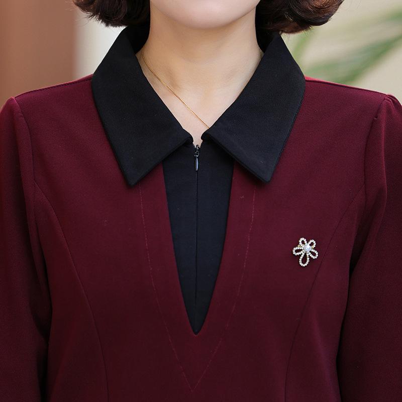 2025 Elegant Spring & Autumn Long-Sleeved Dress for Middle-Aged Women: Stylish & Noble