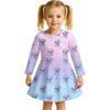Kids Girls Casual Daily Dress Cute Cartoon Print Long Sleeves Dance Wear Princess Dress  2-12 Years