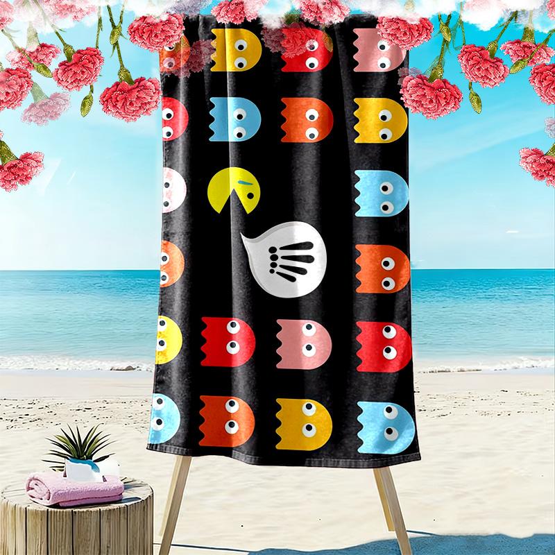 Pac‑Man2 Print Beach Towel, Large Soft Quick Dry Towel for Beach Camping Swimming