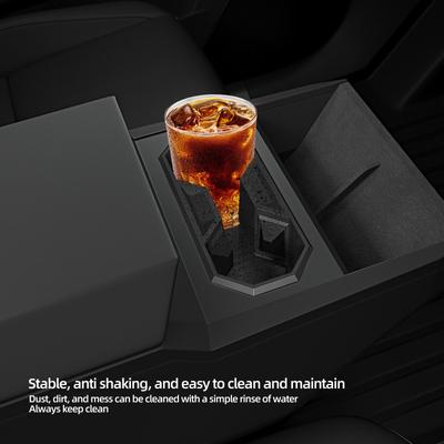 For Tesla Cybertruck 2025 2025 2026 Water Cup Holder Storage Box Silicone Shock-Absorbing Central Tidying Car Accessories