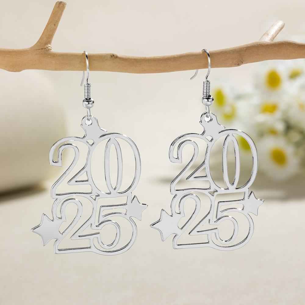 2025 Number Number 2025 Dangle Earrings Snake Letter Number Figure Earring  Christmas