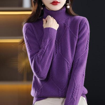 Suéter de cashmere feminino 30% cashmere 70% lã outono e inverno cashmere grosso pulôver macio e quente