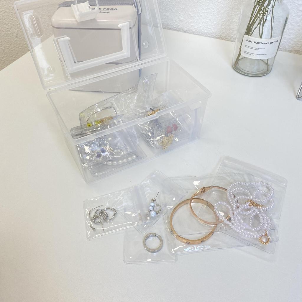 60Pcs Self-Sealing Clear Plastic Jewelry Bags, Waterproof Rust-Proof Zipper Pouches for Travel and Organizing