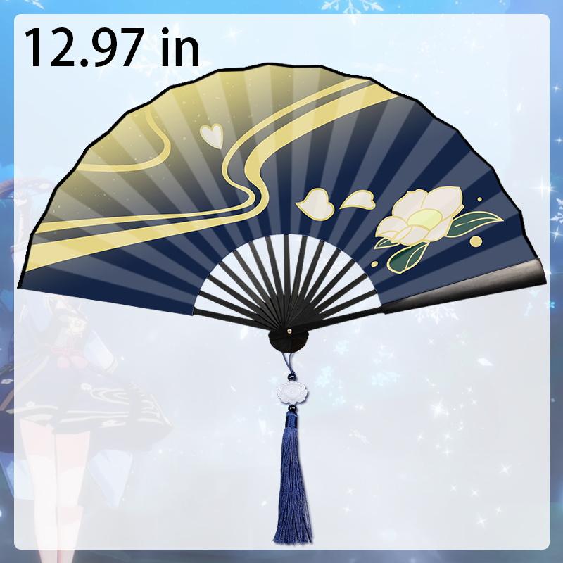 Genshin Game Anime Character Folding Fan High Quality Printed  Cloth Hand Fan Home Outdoor Decoration Fan 10.41 In -12.97 In
