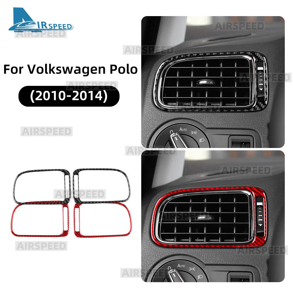 Real Soft Carbon Fiber Trim For Volkswagen VW Polo 2010 2011 2012 2013 2014 MK5 6R LHD RHD Car Center Console Air Outlet