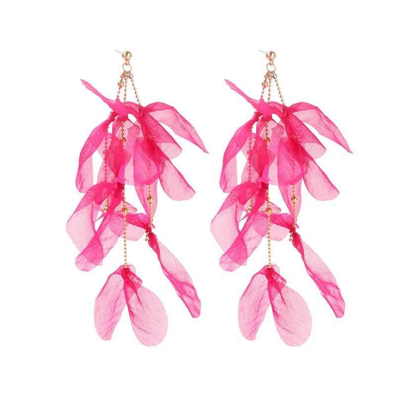Less Heart Temperament Fringed Fabric Earrings, Handmade Niche Long Fairy Earrings