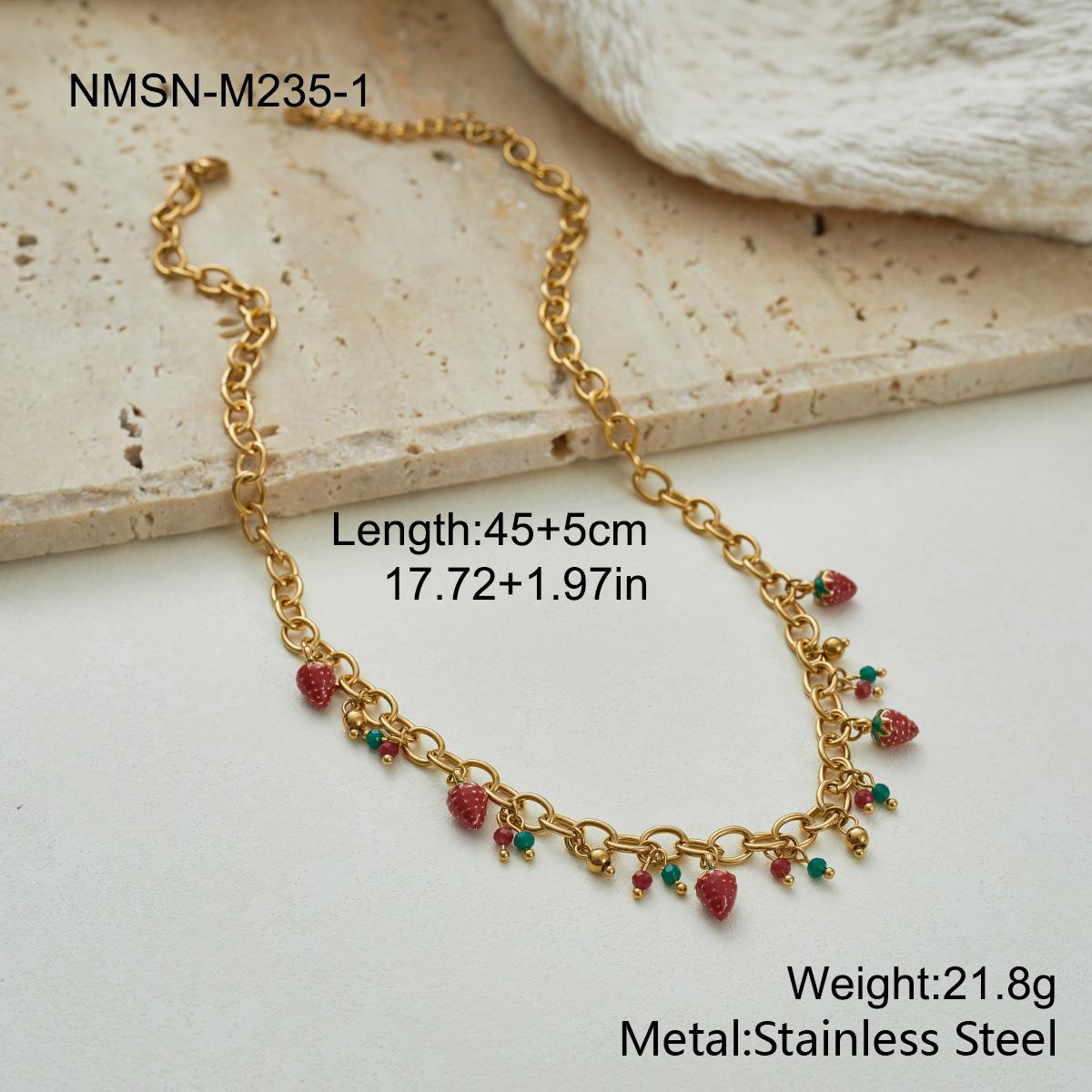 GEMCHIC Women s Stainless Steel Sweet Strawberry Necklace Multilayer Stackable Bracelet Set