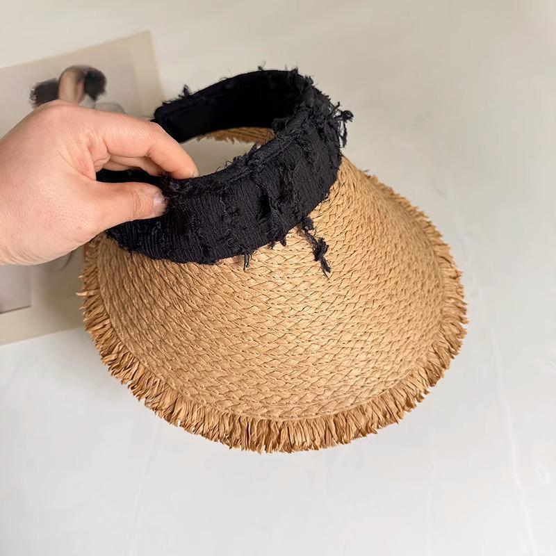 Beach Sun Hat Summer Straw Woven Empty Hat for Women Travel Vacation Straw Hat Without Top Hat