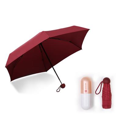 Splink Folding Umbrella for Sun and UV Full Six Storage Case Red Women, Rain, Protection, Blackout, Lightweight, Windproof, Heat-Shielding, Ribs,