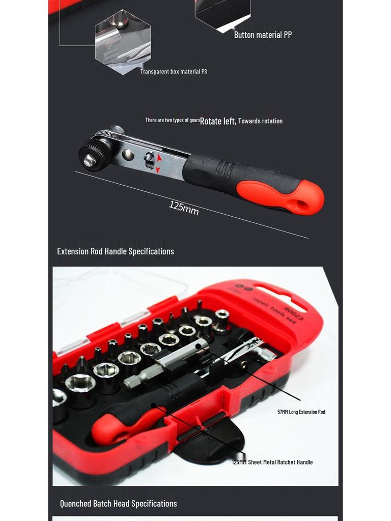 Multifunctional Ratchet Wrench & Socket Repair Tool Set