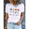 Cute Flower & Letter Print Casual T-shirt Durable Plus-size Casual T-shirt Daily Commute Travel Fashion Streetwear