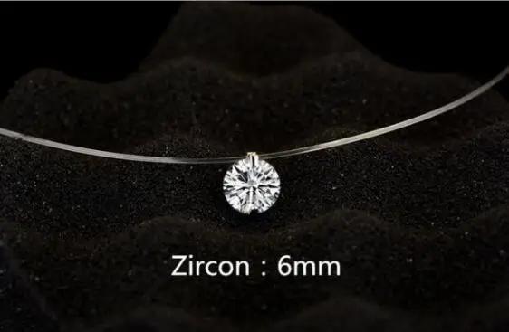 Andara Diamante Moissanite 1ct Argento Sterling S925 Filo da Pesca Trasparente Invisibile Collana a Catena Clavicolare Gioielli da Donna