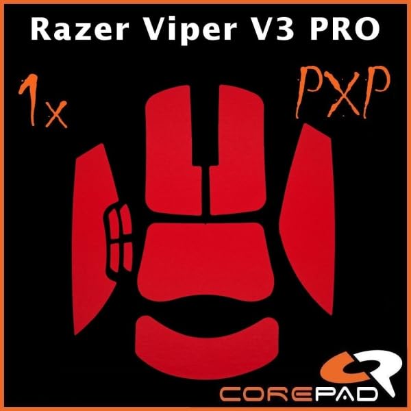 Corepad PXP Grips Razer Viper V3 Pro Grip Tape, 1 Set, Soft Polymer Rubber (Red)