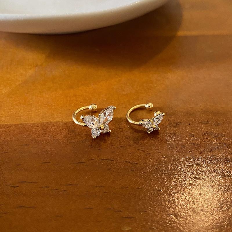 Manșete pentru urechi pentru femei fără perforare Fluture Zircon - Design de nișă de lux