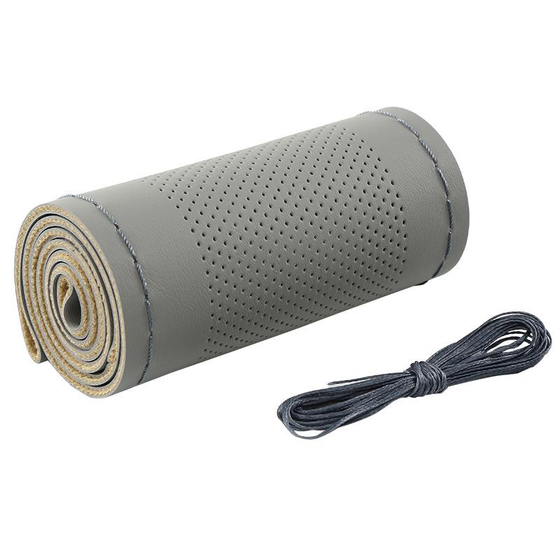 Ultra Fine Diy Hand Woven Genuine Leather Breathable Steering Wheel Cover With Needle And Thread Steering Wheel Protective Cover