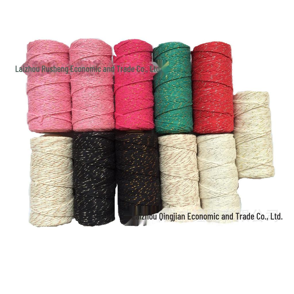 Gold, Silver & Copper Cotton Rope with Gold Thread and Multi-colored Cotton Rope - 100m.