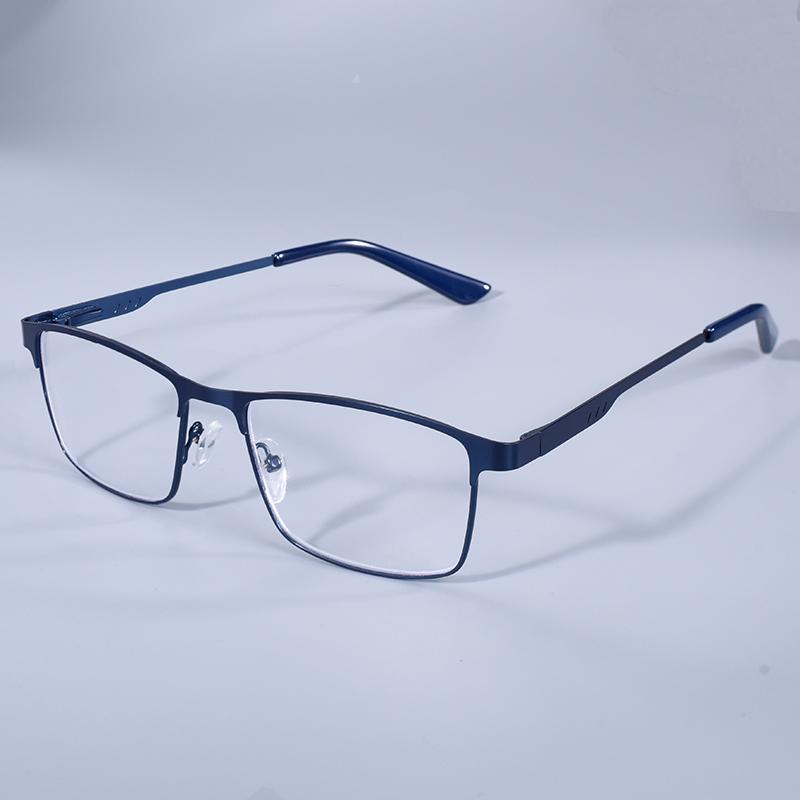 Herren Quadrat Metall Großer Rahmen Lesebrille Federgelenk Alterssichtigkeit Brille Blaulichtfilter Augenschutz Brille +75+125+175+4
