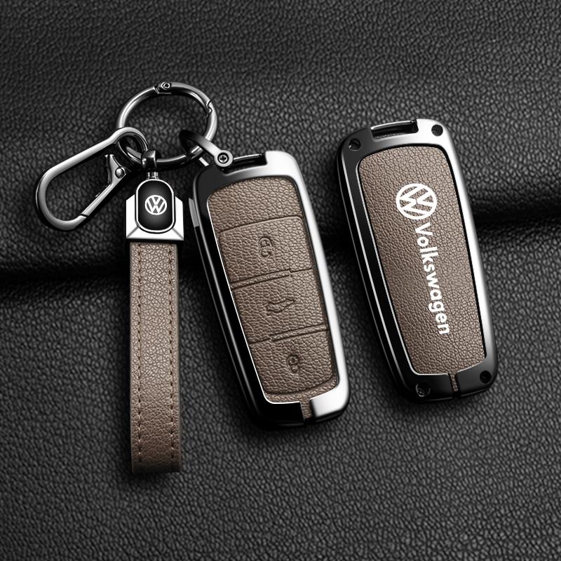 Leather Car Zinc Alloy Key Case Cover Remote Shell For Volkswagen VW Passat 3C CC B6 B7 B7L R36 Maogotan B5 Keychain Accessory zw5