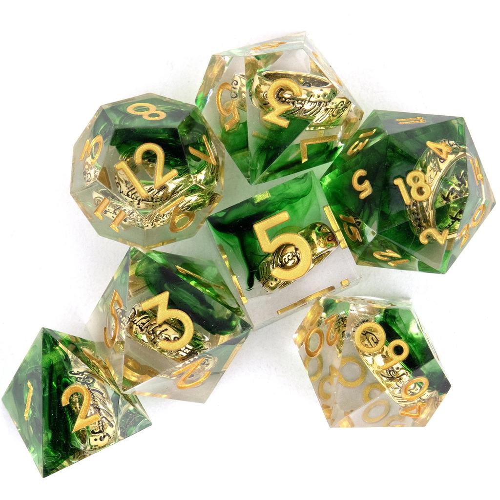 7 Teile/satz Harz Ring Anzahl Polyhedral Würfel für Rolle-Spielen RPG Brettspiel Spielzeug