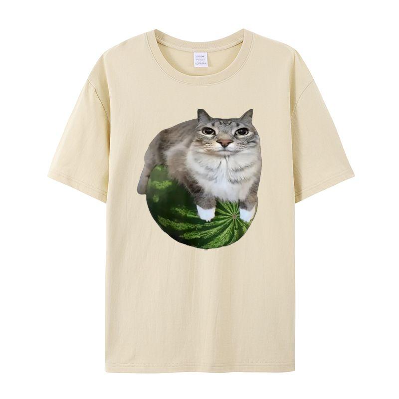 T-shirt Estiva Retro Kawaii con Stampa Divertente di Gatti per Uomo e Donna, T-shirt Traspirante Casual da Surf e Spiaggia