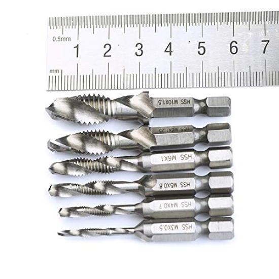 DIY Super Time Saving Luxury Set of 10 Tap Drills 6 Tap Drills Hole Drilling Thread Cutting 1 Piece 2 Roles L Type Drill Bit Drill Socket 105 Degree