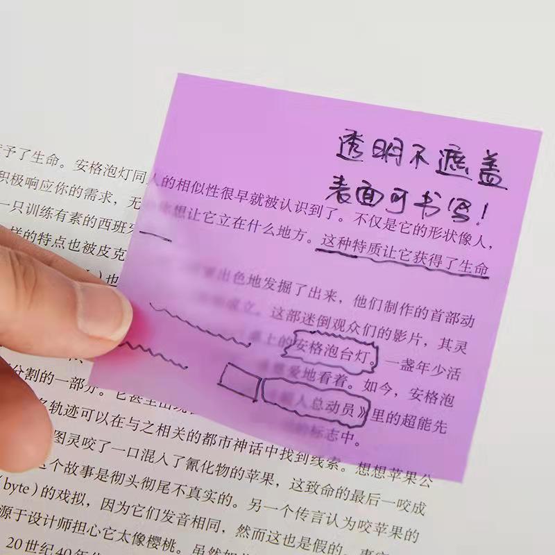 50 Sheets Colorful Waterproof PET Transparent Memo Sticky Note Paper Daily To Do It Check List Paperlaria School Stationery