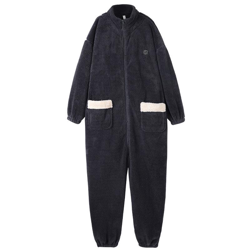 

Men s Winter One-Piece Flannel Pajamas - Thick Coral Fleece, Teen & Adult Homewear Large