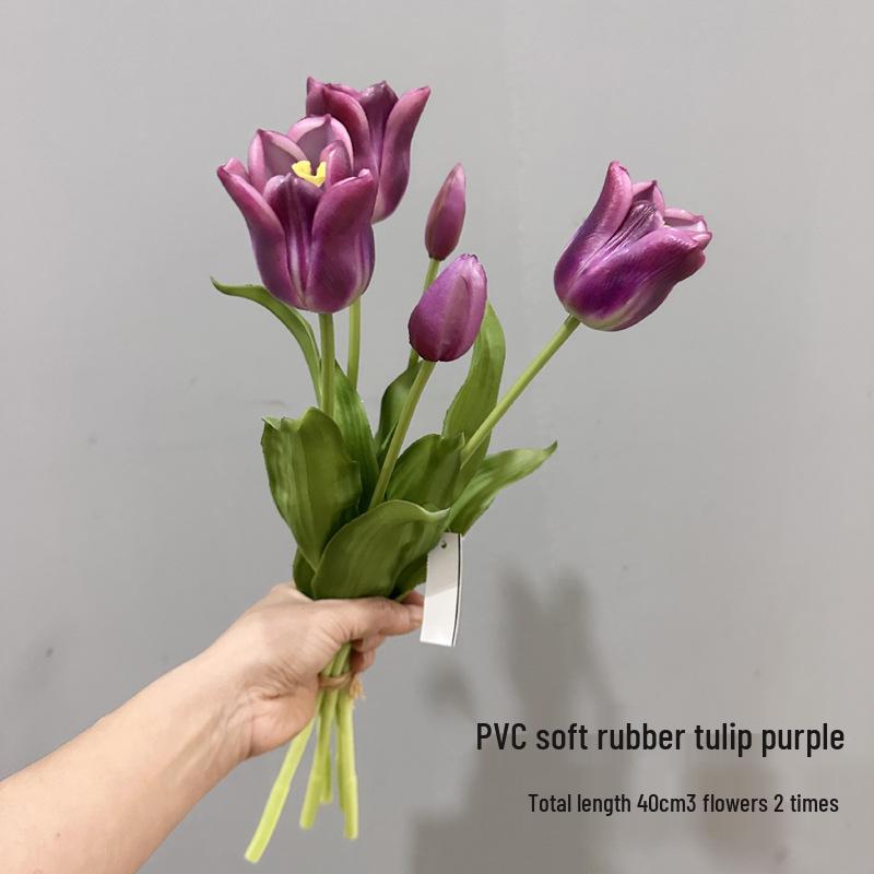 Premium Soft Rubber Tulip Bouquet - Realistic Artificial Flowers for Decoration and Props