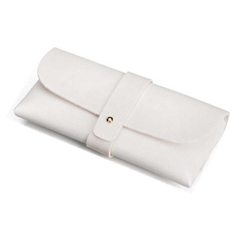 Snap-Button PVC Leather Eyeglass and Sunglasses Case - Soft Black and White Design