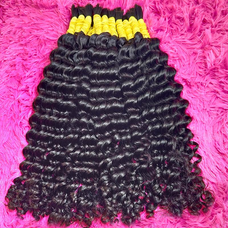 100% Human Hair Deep Wave Bulk For Braiding Unprocessed Remy No Weft Curly Extensions 50g 100g