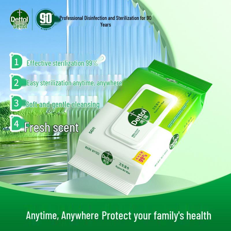 Dettol Hygienic Non-Alcoholic Wipes for Travel and Home Use