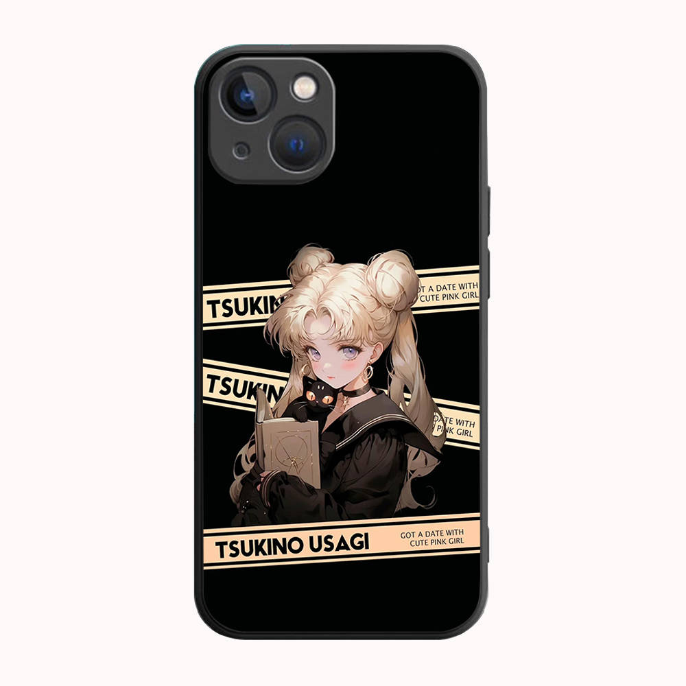 B-11 Sailor Moon Black Case for Samsung S24 S23 S22 S21 S20 FE S10 Lite Ultra S7 S8 S9 Plus A05S A11 A12 A13 A15 A22 A24 A25 A32 A52 A71 5G