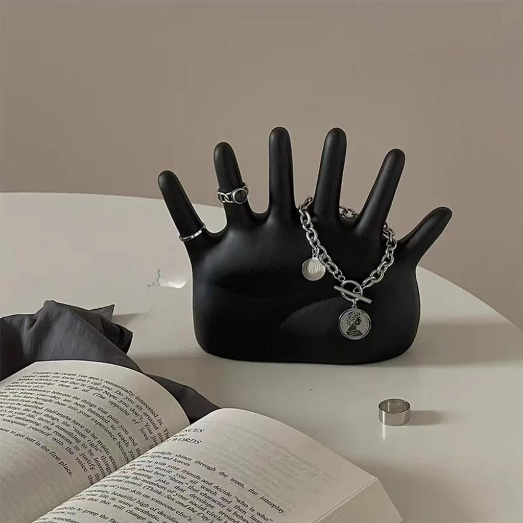 Ceramic Finger Hand Jewelry Display Stand for Rings and Ornaments, Creative Palm Decorative Prop In Ins Style