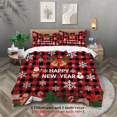 Christmas Calf Digital Printing Polyester Three-Piece Quilt Cover Bedding Quilt Cover Pillowcase Distribution