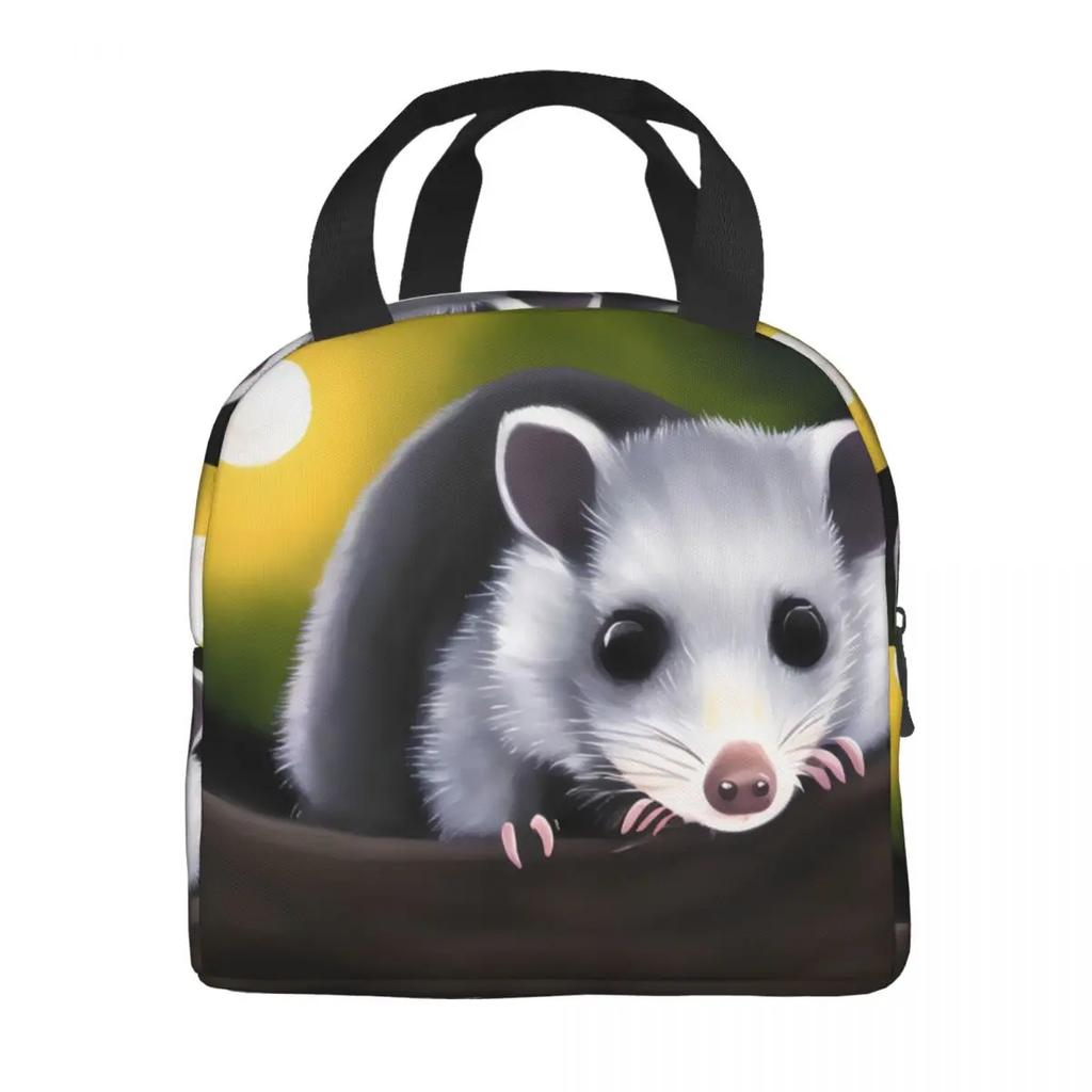 Opos w blasku księżyca Izolowane torby na lunch dla kobiet Zwierzę domowe Przenośna chłodziarka Termiczny pojemnik bento Praca Szkoła Podróż