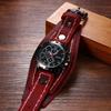 Rock Punk Men's Analog Quartz Watch Waterproof Leather Bracelet Wide Band Fashion Accessory