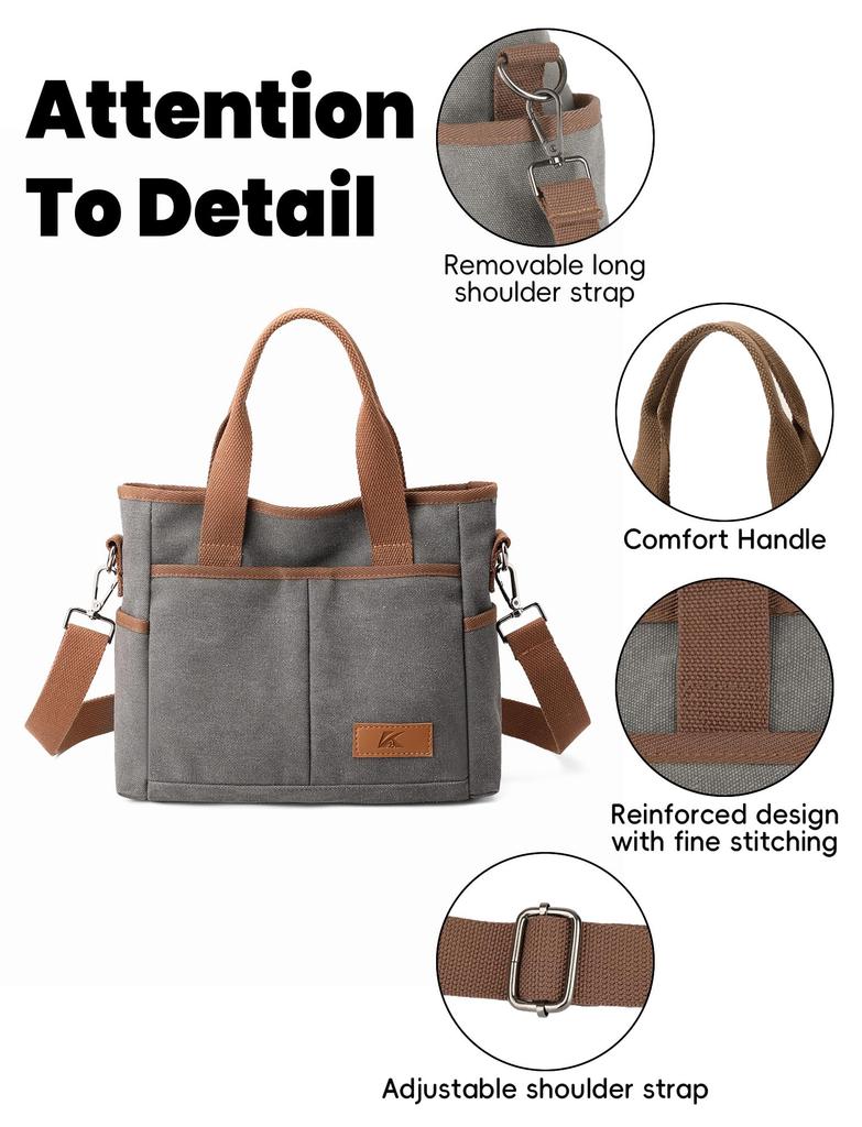 FEOYA Canvas Tote Bag, Perfect for Commuting, School, and More. Large Capacity, Lightweight, with Long Strap. Stylish, Plain, Cute, and