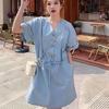 Women's French Retro V-Neck Summer Dress - Sweet and Simple Casual Style