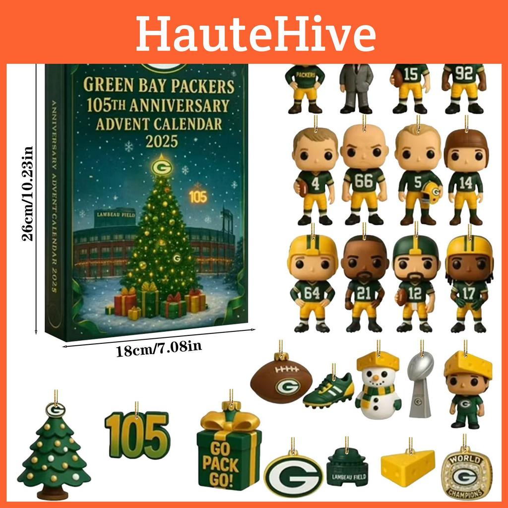 Calendar Advent Aniversar Green Bay Packers Decor Acrilic de Crăciun Cadou Pentru Fanii Sportului