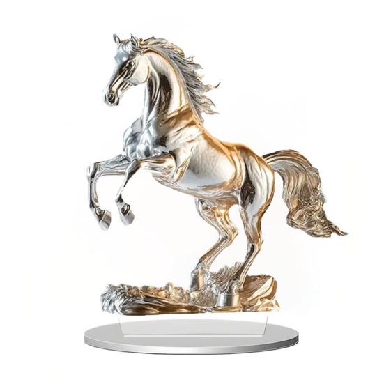 Acrylic Horse Sign Tabletop Decoration 2D Flat Desktop Ornament for Home Office Living Room Shelf Fireplace