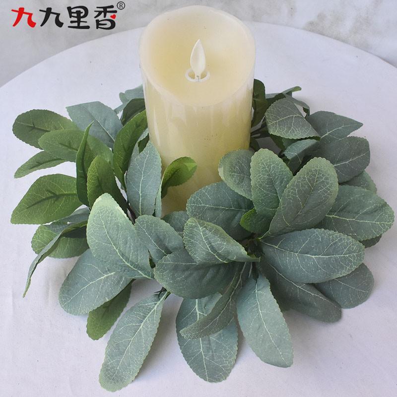 American Imitation Wreath Candle Wreath Eucalyptus Wreath Boxwood Wreath Table Party Decoration Wreath