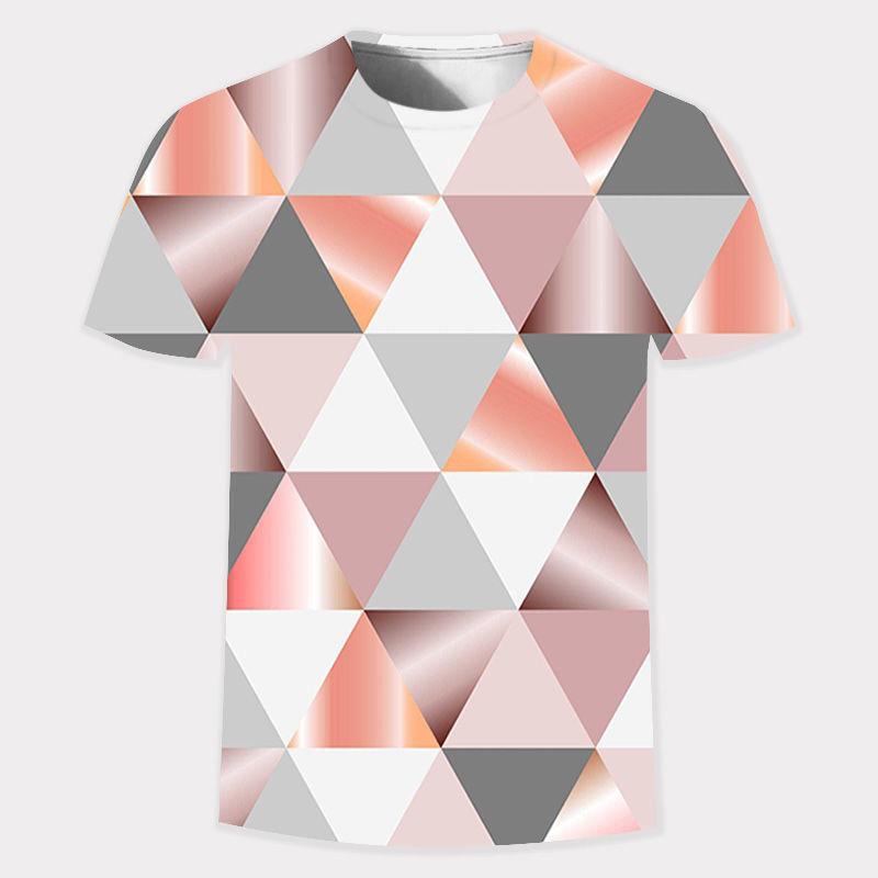 Summer New 3D Gold Digital Harajuku Print Short Sleeve Round Neck Men's Casual Personality Hip Hop Street T-shirt Tops