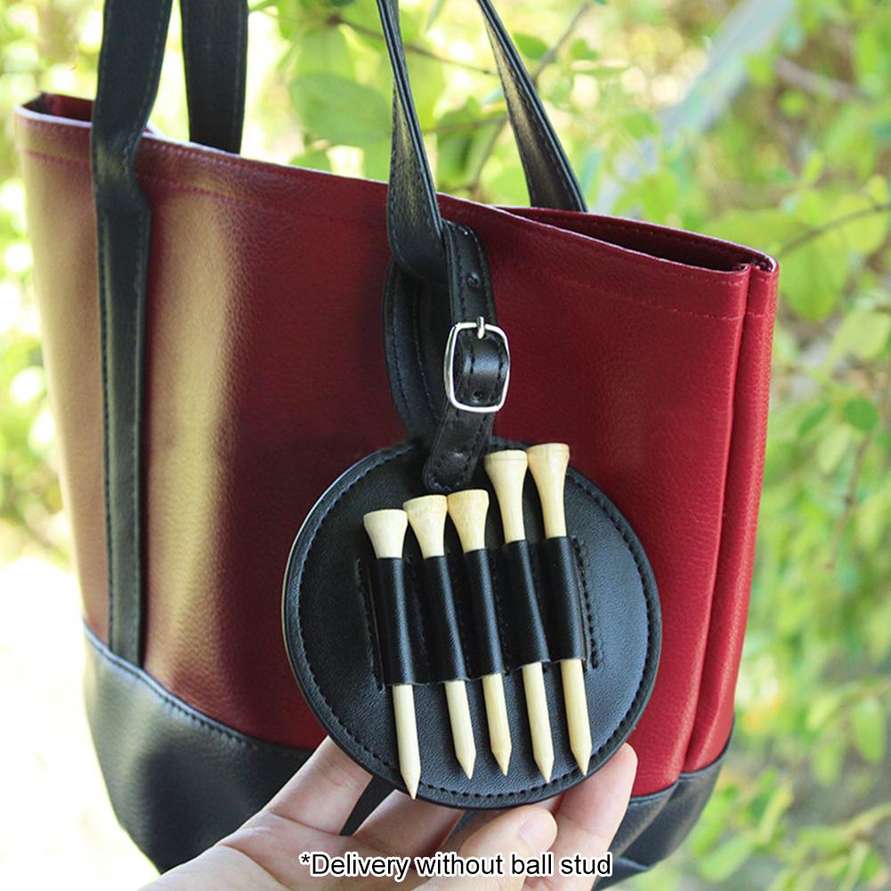 Golf Tee Holder Organizer PU Leather Golf Tee Storage Bag 5 Tee Holes Hanging Belt for Men Women Brown Black Golf Accessories