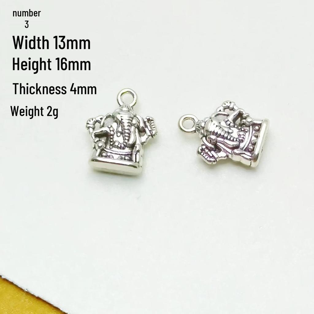 Tibetan Silver Ethnic Bracelet with Thai Elephant Pendant and Vintage Alloy Charms
