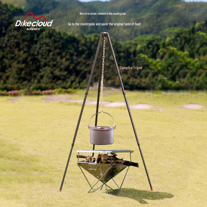Lichtgewicht Aluminium Kampvuur Statief Grill & Pottenrek - Draagbare Buiten BBQ Stand