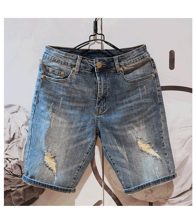 Men's 2024 Trendy Ripped Denim Shorts - Street Style Casual Five-Point Pants