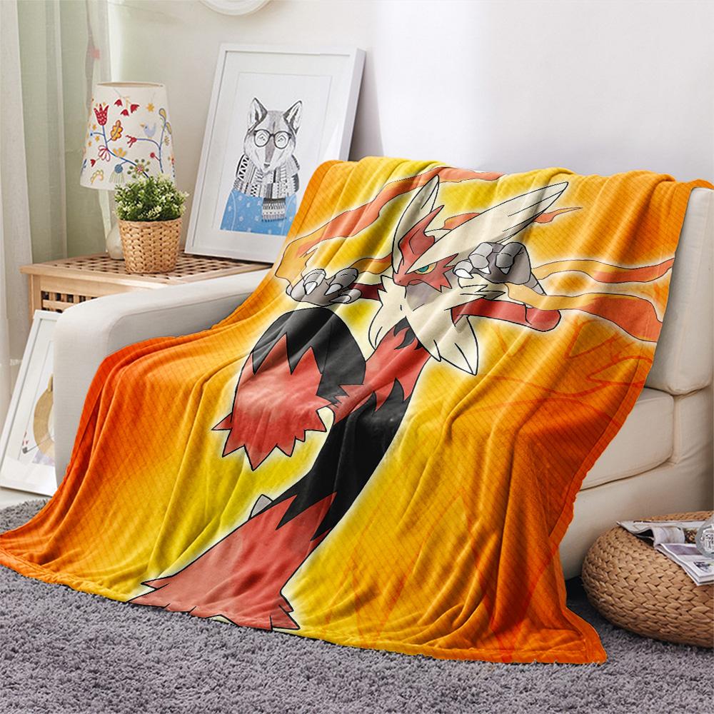 Blaziken Print Flannel Blanket, High Quality Comfortable for All Seasons, Home Decor, Warmth and Comfort